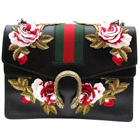 gucci rose embroidered bag|Gucci bag embroidered.